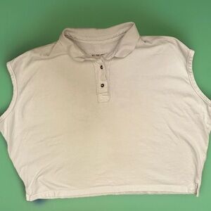 Free People We The Free Cream Henley Top M Boxy Short Sleeve